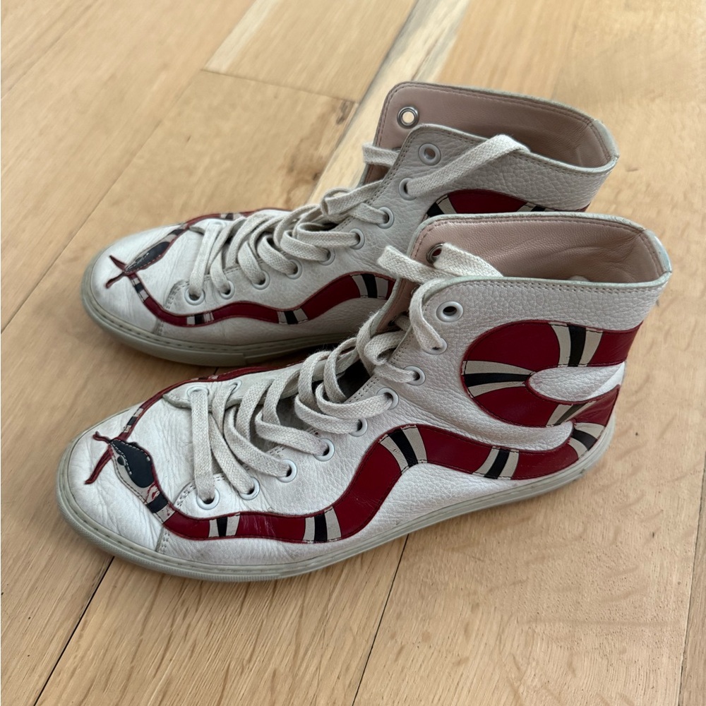 Gucci High-Top Sneakers with Red and White snake